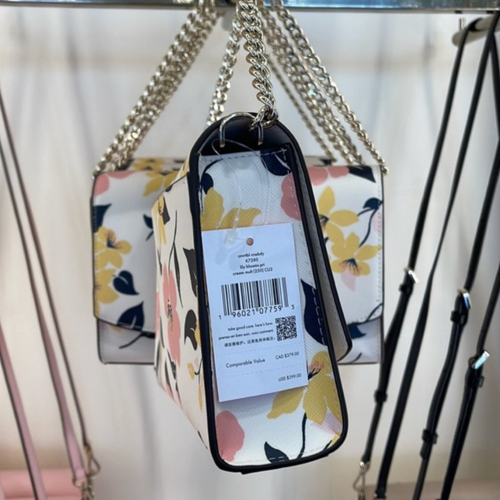 Kate Spade Carson Convertible Crossbody Lily Blooms Cream Multi - Picture 15 of 16
